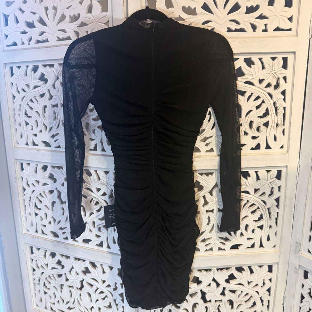 NWT Lulu's Black XS Dress with sheer sleeve